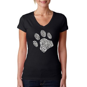 LA Pop Art Women's Word Art V-Neck T-Shirt - Dog Paw - 1 of 4
