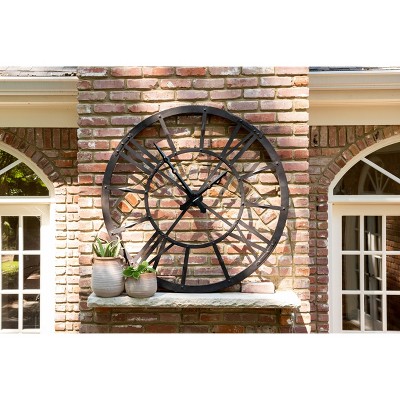47" Round Rust Finish Metal Wall Clock with Roman Numerals