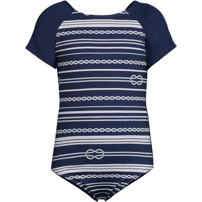 Lands' End Kids Cap Sleeve Portrait One Piece Swimsuit
