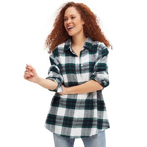 ellos Plus Size Plaid Flannel Shirt - 1 of 4