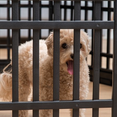 Black 6-Panel Plastic Pet Playpen for Indoor/Outdoor Use