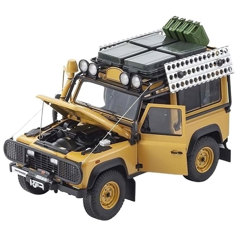 Land Rover Defender 90 Yellow with Roof Rack and Accessories 1/18 Diecast Model Car by Kyosho, 2 of 7
