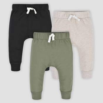 Gerber Baby Boys' 3pk Premium Jogger Pants - Black/Green/Cream