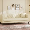 81"Leather Couch,Handmade Button Tufted 3 Seater Sofa, Chesterfield Sofa with Deep Seat and 2 Pillows,Leather Sofa for Living Room Apartment,Office - 3 of 4