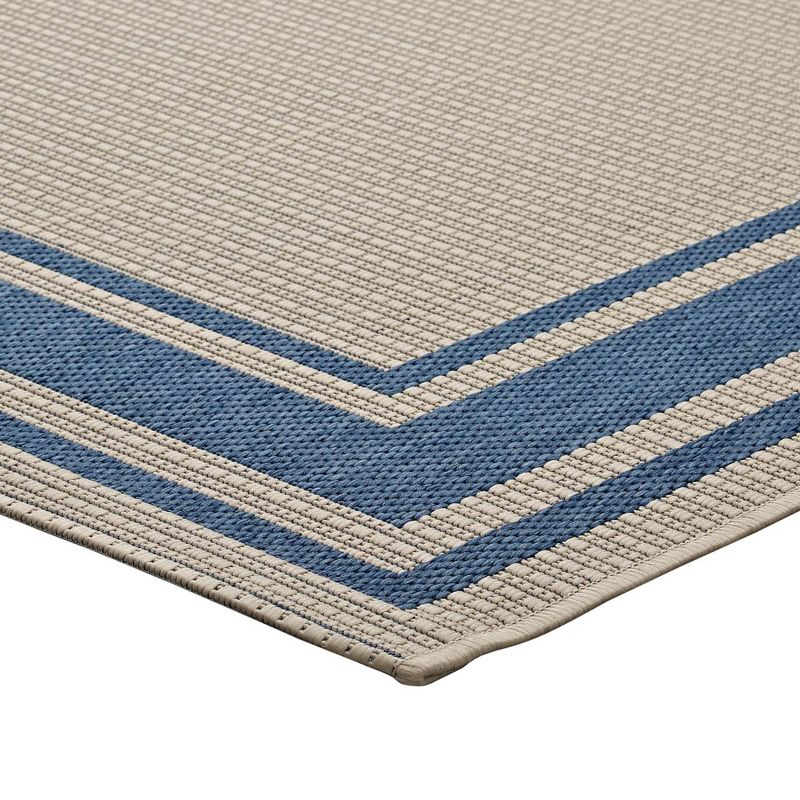 Modway Rim Solid Border 5 x 8 Foot Indoor I Outdoor Accent Area Rug for Kitchen, Bedroom, Play Room, Living Room, and Dining Rooms, Blue and Beige, 3 of 7