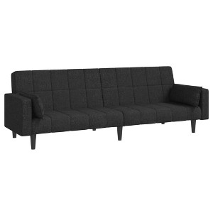 vidaXL 2-Seater Sofa Bed with Two Pillows Loveseat Couch Furniture Fabric - Black - 1 of 4