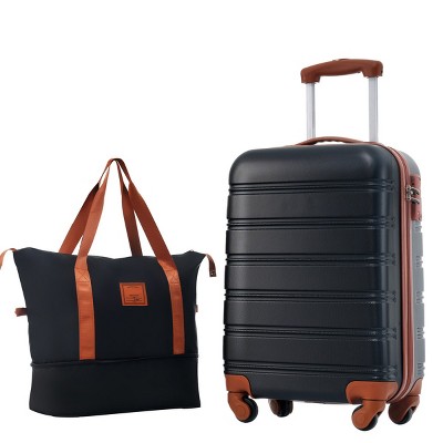 2-Piece Lightweight Expandable Luggage Set,20Inches ABS Hardshell Luggage Spinner Wheels With TSA Lock And Carry On Travel Bag-Cuddlewood
