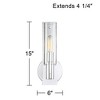 Possini Euro Design Pax Modern Wall Light Sconces Set of 2 Chrome Metal Hardwire 6" Fixture Clear Glass Shade for Bedroom Bathroom Vanity Living Room - 4 of 4