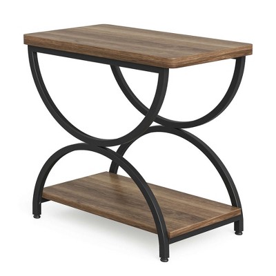 Resenkos Sofa Side End Table, End Table, Couch Table,2-Tier End Table, Rectangular Side Table with Stylish Metal Frame,Faux Marble White & Gold