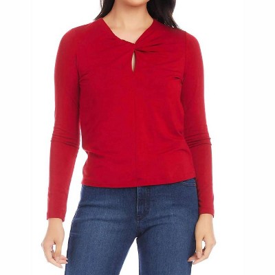 Women's Twist Neck Keyhole Top - Karen Kane