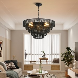 KTMBDW Modern Chandeliers 4/5 Tiers Pendant Light Fixtures Round Flush Mount Chandeliers Ceiling Lighting Dimmable for Living Room, Bedroom - 1 of 4