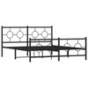 vidaXL Black Steel Metal Bed Frame-Double Bed with Headboard/Footboard for Bedroom-59.1"x78.7" Supportive Slats - 2 of 4