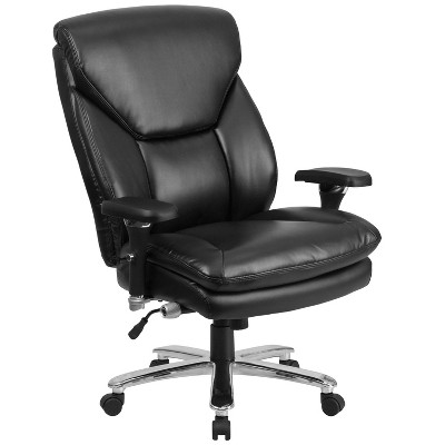 48" Leather Rated High Back Executive Swivel Ergonomic Office Chair with Large Headrest Black - Riverstone Furniture