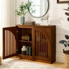 Lyngins Elegant Curved Openwork Sideboard Cabinet, 2 Outlet Holes, Modern Fluted Buffet Cabinet, Storage Cabinet/Narrow Side Cabinet for Living Room - 3 of 4