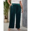 Plus Size Women Pants Elastic Waist Velvet Wide Leg Long Trousers - 3 of 4