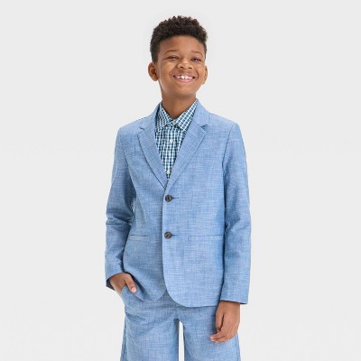 Boys' Chambray Suit Blazer - Cat & Jack™ Blue