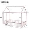 Twin Size Metal Bed House Bed Frame with Fence, for Kids, Teens, Girls, Boys - 4 of 4