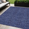 Navy Blue And Charcoal Floral Washable Indoor Outdoor Area Rug - 2 of 4