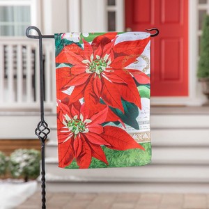 Evergreen Garden Flag Elegant Poinsettia Suede Double Sided Indoor Outdoor Decor 18" x 12.5" - 1 of 2