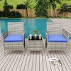 Whizmax 3-Piece Patio Furniture Set - Wicker Conversation Set with Cushions & Glass Coffee Table, Outdoor Rattan Sofa for Garden, Poolside, Balcony - 2 of 4