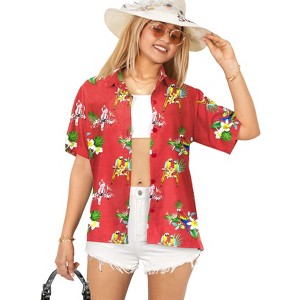 LA LEELA Hawaiian Shirts Womens Summer Beach Party Blouse Shirt Colorful Blouses Short Sleeve Vacation Dress Shirts Tank Top for Women - 1 of 4