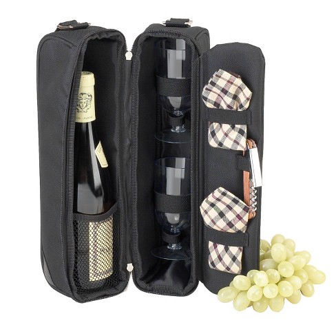 Picnic At Ascot - Deluxe Insulated Wine Tote 2 Glasses, Napkins And Corkscrew London Plaid : Target