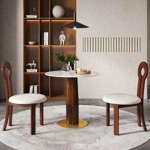 WJSHome 33.46" Round Glass Top Dining Table With Sturdy Metal Base, Modern Style for Dining Room, Living Room, Coffee Room - 1 of 4