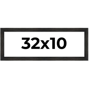 PosterPalooza | 32x10 Wide Barnwood Picture Frame, UV Acrylic, 6 Finishes - Grey, Brown, White, and Black - 1 of 4