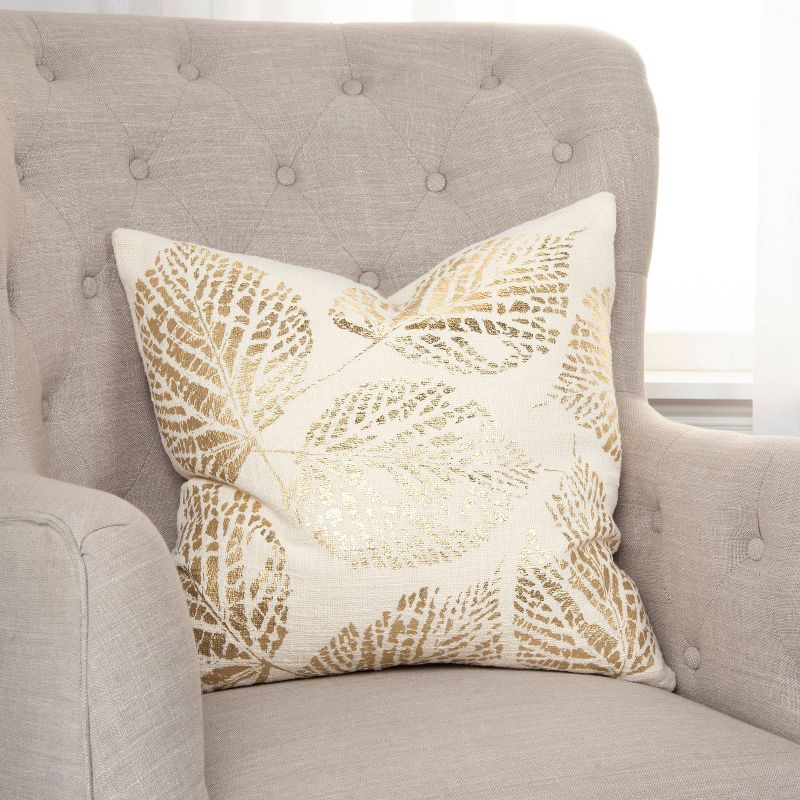 20&#34;x20&#34; Oversize Poly Filled Leaves Square Throw Pillow Gold - Rizzy Home, 6 of 7