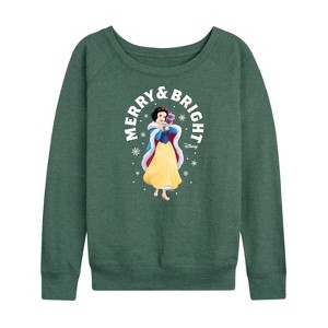 Women's - Disney - Merry And Bright Snow White Lightweight French Terry Wide Neck Long Sleeve Shirt - 1 of 4