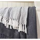 Kate Aurora Chic Living 2 Pack Charcoal Gray Yarn Dyed Woven & Fringed Coordinating Ultra Soft Accent Throw Blanket Set - 50 in. W x 60 in. L