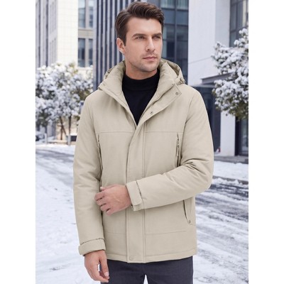 INSPIRE CHIC Men's Winter Full-Zip Hooded Thicken Warmth Quilted Coat X-Large Beige — фото 4