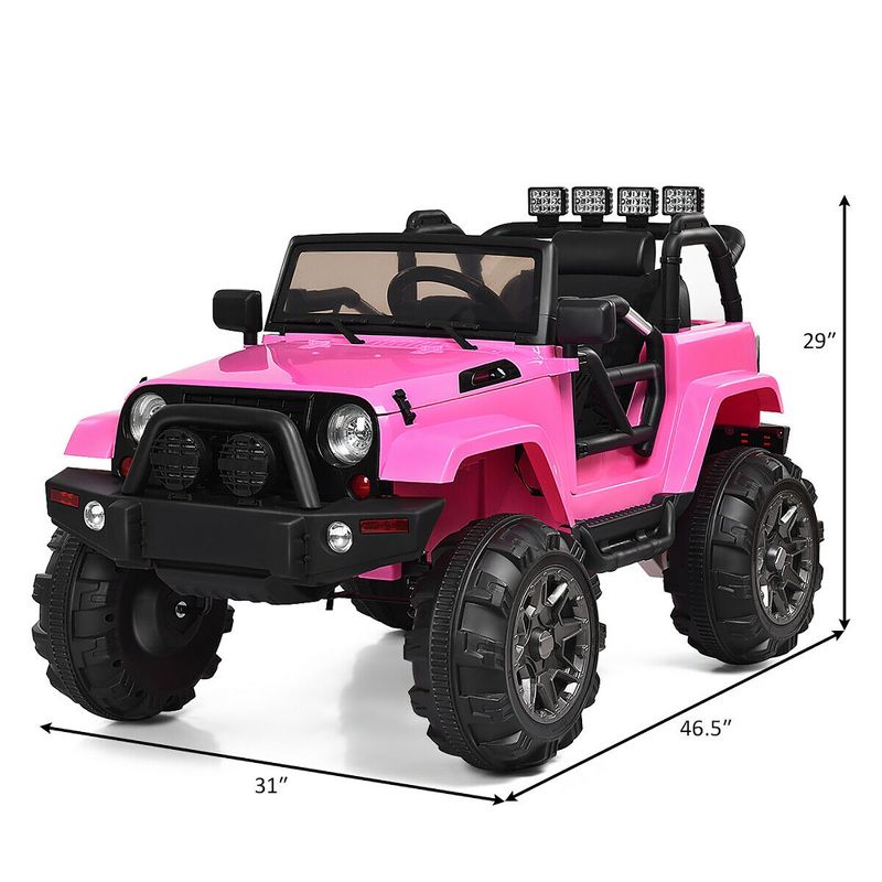 Costway 12V Kids Ride On Truck Car w/ Remote Control MP3 Music LED Lights Red/Black/Pink/White, 3 of 14