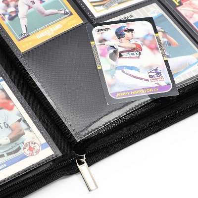 Card Binder with Zipper - 9 Pockets Trading Cards Album Folder - 360 Side Loading Pockets (Black)