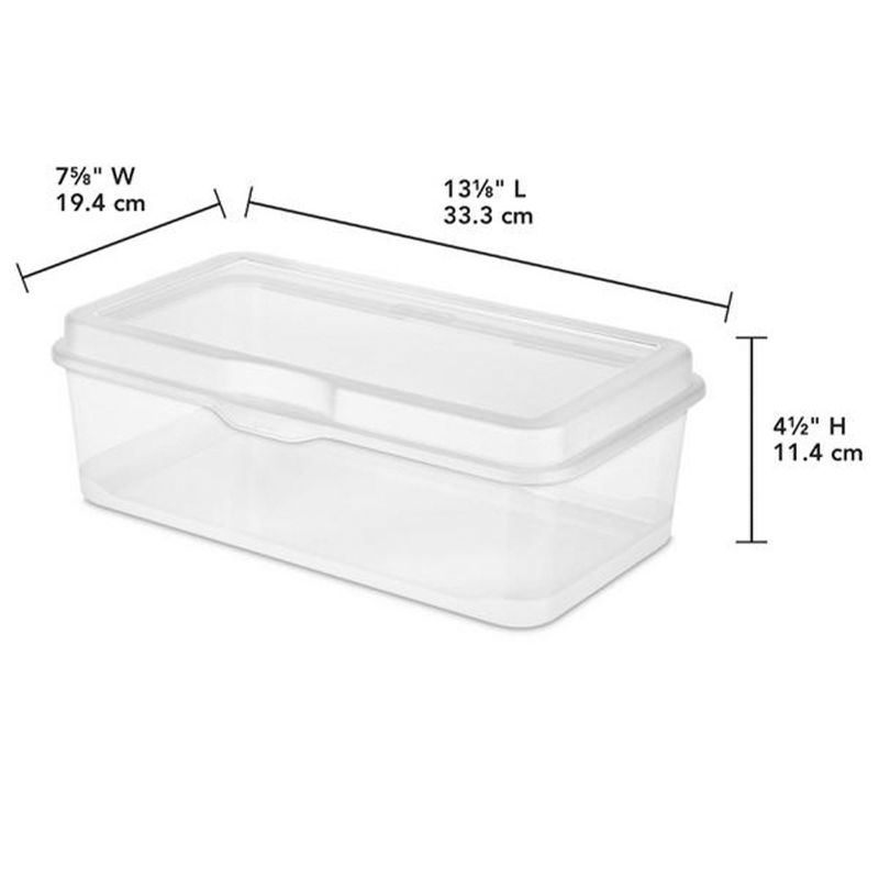 Sterilite Large FlipTop, Stackable Small Storage Bin with Hinging Lid, Plastic Container to Organize Desk at Home, Classroom, Office, Clear, 6-Pack, 4 of 7