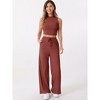 Allegra K Women's 2 Piece Crew Neck Sleeveless Crop Tank and Wide Leg Pants Summer Lounge Set - 3 of 4