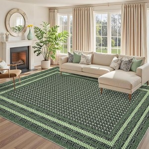 Washable Braided Printed Area Rug, Non Slip Low Pile Foldable Carpet, Soft Thin Stain Resistant Mat for Living Room Bedroom Kitchen - 1 of 4