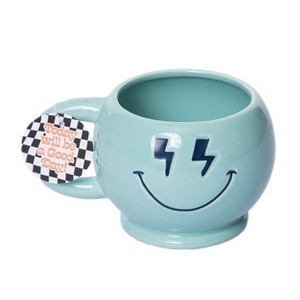 Totalee Gift Shaped Bolt Eye Smiley Mug Ceramic Blue 15 oz - 1 of 3