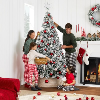 Winter Wonderland Pine Christmas Tree with Snow Flocking and Lights
