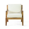 FATMOON Outdoor Acacia Wood Patio Club Chair, Patio Furniture,Waterproof Thick Cushion Deep Seating for Porch, Garden, Backyard, Teak + Beige - 4 of 4