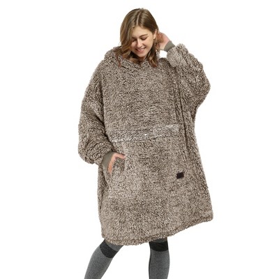 Catalonia Women's Blanket Hoodie Sweatshirt, Cozy Comfortable Fluffy Soft Fleece Lounging Pullover, Warm Fleece Hooded with Pockets Gift for Adult