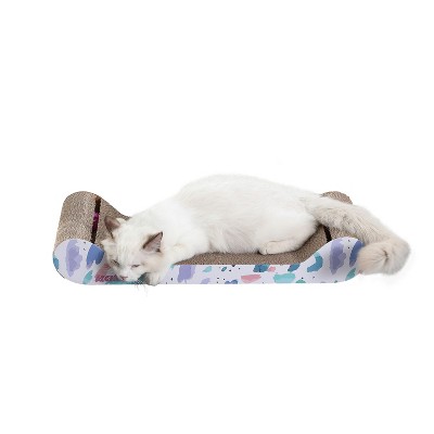 THE LICKER STORE Rini Modern Cardboard Lounge Bed Cat Scratcher with Built-In Bell Toys and Catnip