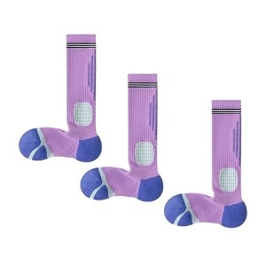Anna-Kaci Women's 3-Pair Set Colorblock Athletic Knee-High Socks with Cushioned Heel Arch Support for Daily Fitness - 1 of 4