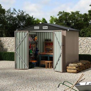 6x8 FT Outdoor Storage Shed with Lockable Door, Metal Garden Shed, Utility Galvanized Steel Shed, Patio Backyard Tool Storage,Bike Storage,Lawn Mower - 1 of 4
