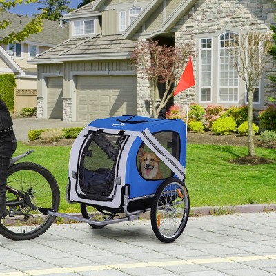 Dog Bike Trailer for Medium Pets,Foldable Bicycle Pet Carrier Wagon with Mesh Windows,3 Entrances - LAOTIES