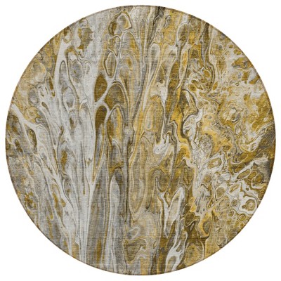 Brown Taupe And Gold Abstract Washable Indoor Outdoor Area Rug