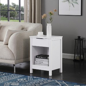 PAGED Nightstand with Storage Drawer and Open Shelf, Modern Wooden Side Table, Bedside Cabinet for Bedroom, Living Room - 1 of 4
