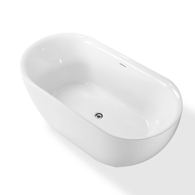 51 in.Acrylic Freestanding Bathtub Contemporary Soaking Tub Fiberglass Flatbottom Modern Stand Alone