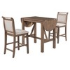 3 PCS Wood Dining Table Set, Counter Height Drop Leaf Dining Table with 2 Upholstered Dining Chairs-ModernLuxe - 2 of 4