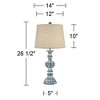 Regency Hill Tanya Country Cottage Table Lamps 26 1/2" High Set of 2 Blue Wash Burlap Linen Drum Shade for Bedroom Living Room Bedside Nightstand Home - 4 of 4